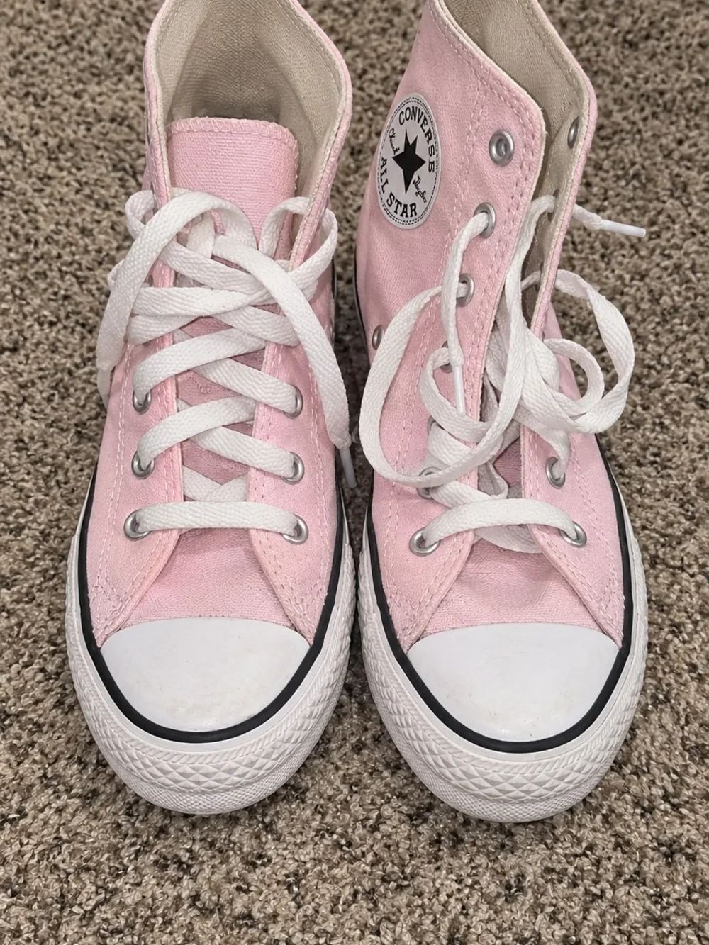 Converse Kids Pink High-Top Canvas Sneakers with White Laces